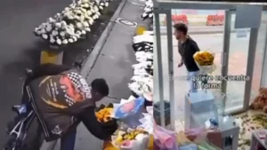 hombres roban flores amarillas en el día de primavera para sus novias