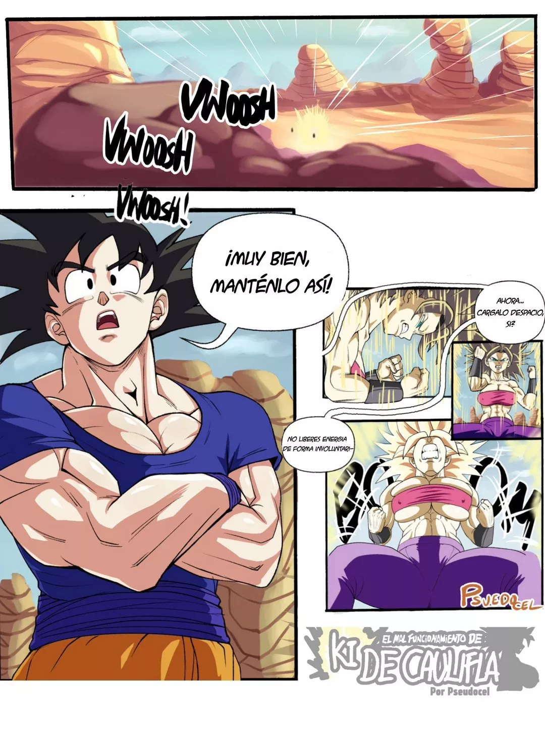 El Malfuncionamiento de Ki de Caulifla — página 2 del cómic de Dragon Ball
