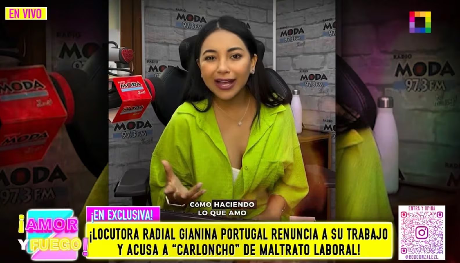 Gianina Portugal afirma que no le debe nada a Carloncho, porque él no le formó como locutora.